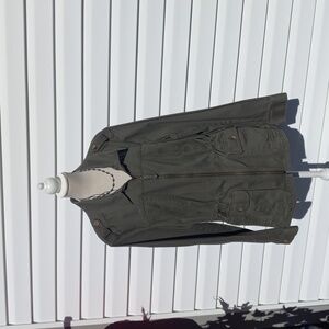 Express Olive Colored Zip-Up Khaki Utility Jacket